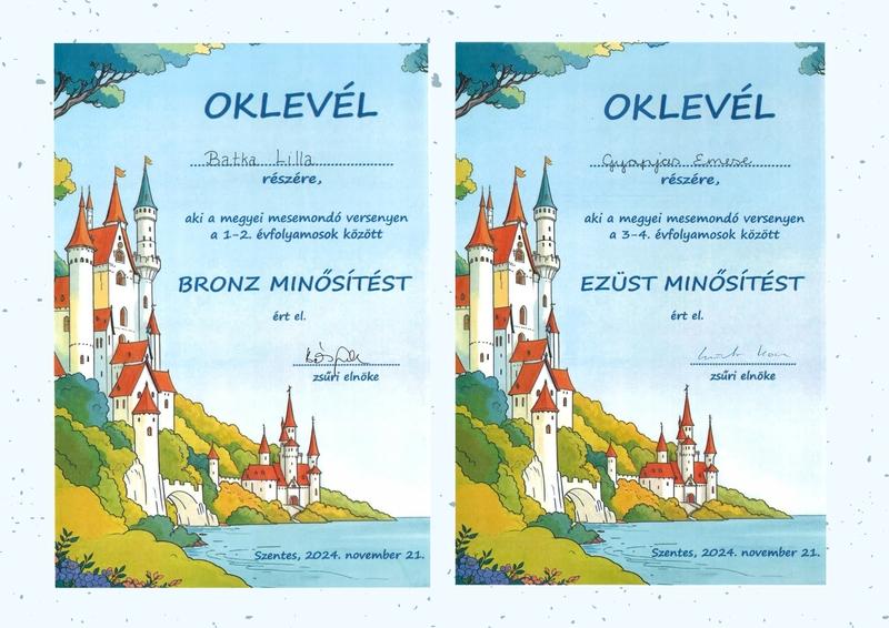 Két kisdiákunk is dobogós lett a megyei mesemondó versenyen