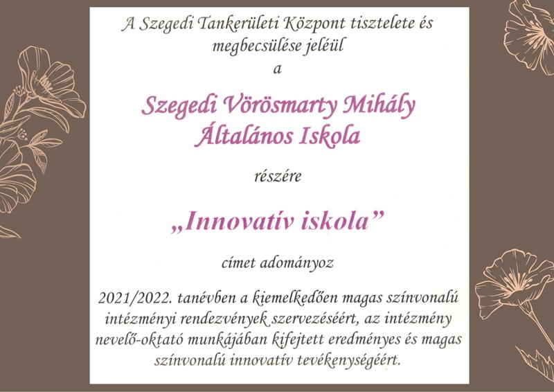 Tankerületi elismerésben részesült iskolánk!